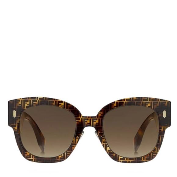 Fendi Brown & Black Havana Sunglasses w/ Gold Details, “FF0458/G/S”, NWT!